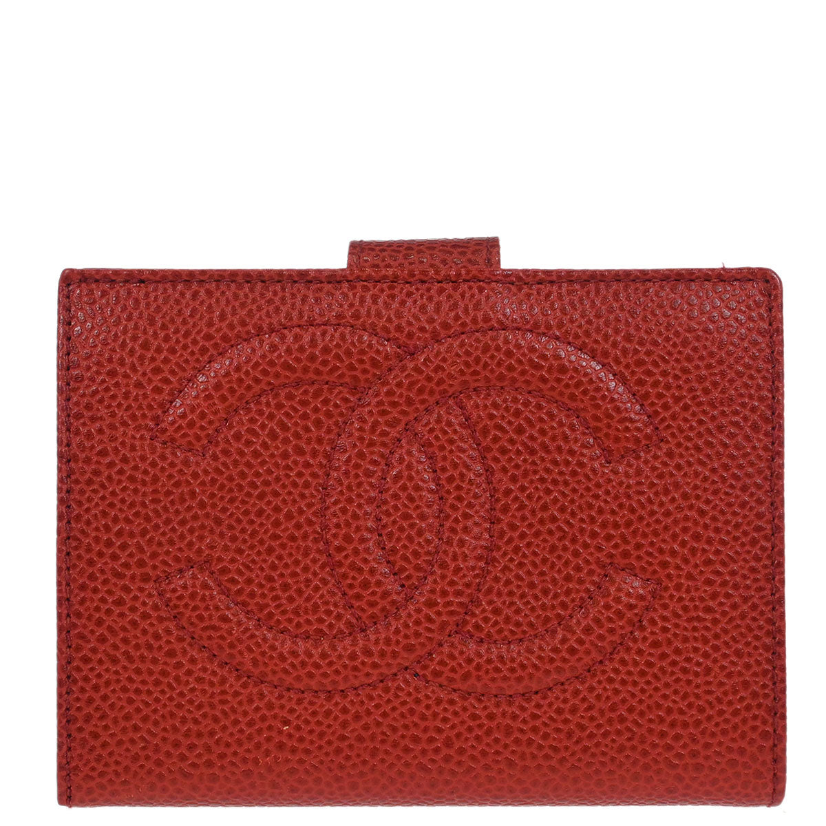 Chanel Bifold Wallet Purse Red Caviar Skin