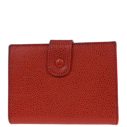 Chanel Bifold Wallet Purse Red Caviar Skin