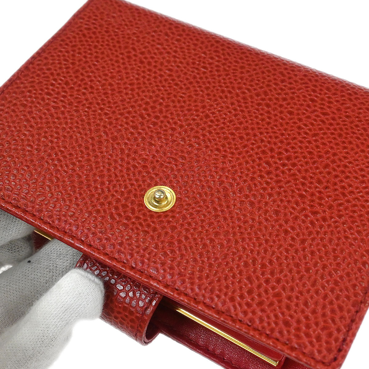 Chanel Bifold Wallet Purse Red Caviar Skin