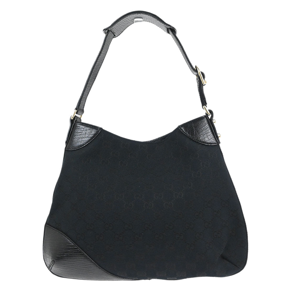 Gucci Black GG Horsebit Hobo Handbag