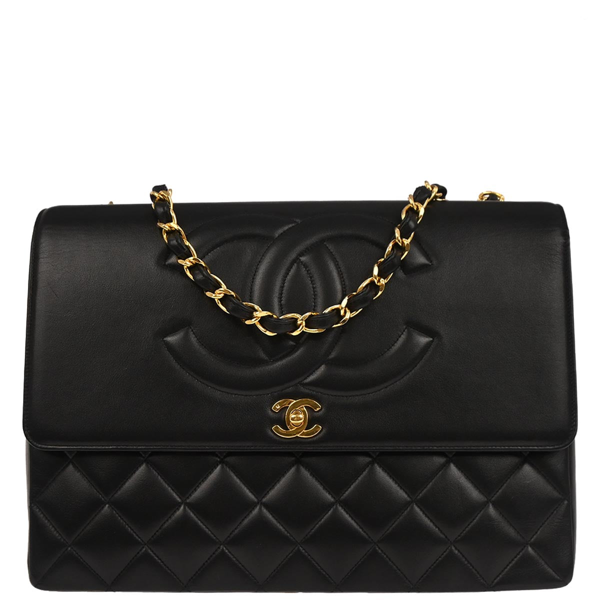 Chanel Black Lambskin Maxi Classic Flap Shoulder Bag