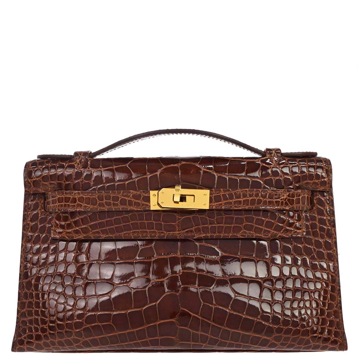 Hermes * Miel Alligator Kelly Pochette Handbag