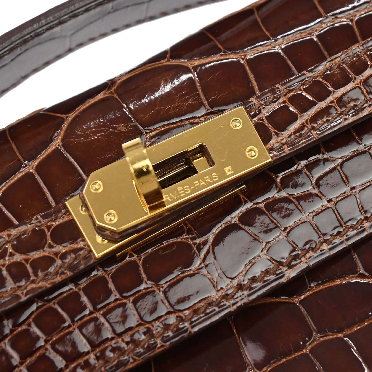 Hermes * Miel Alligator Kelly Pochette Handbag