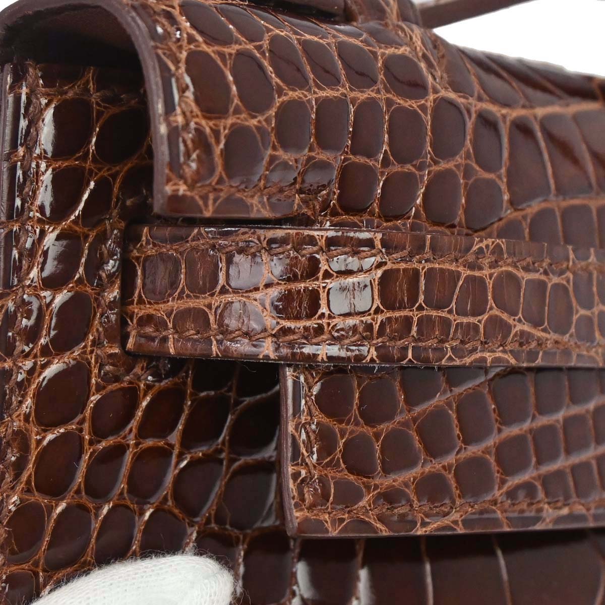 Hermes * Miel Alligator Kelly Pochette Handbag