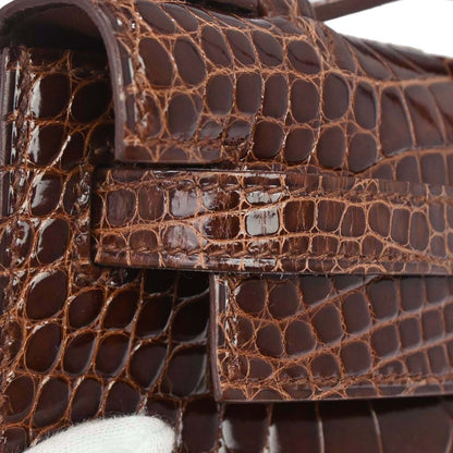 Hermes * Miel Alligator Kelly Pochette Handbag