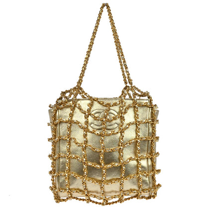 Chanel 1994-1996 Gold Lambskin Caged-chain Handbag