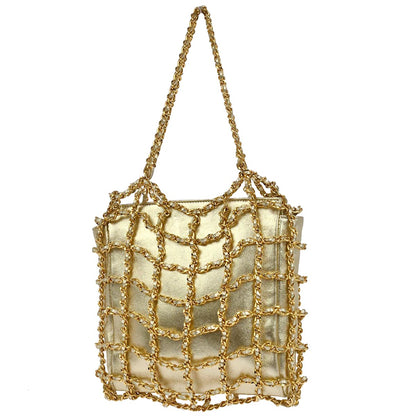 Chanel 1994-1996 Gold Lambskin Caged-chain Handbag