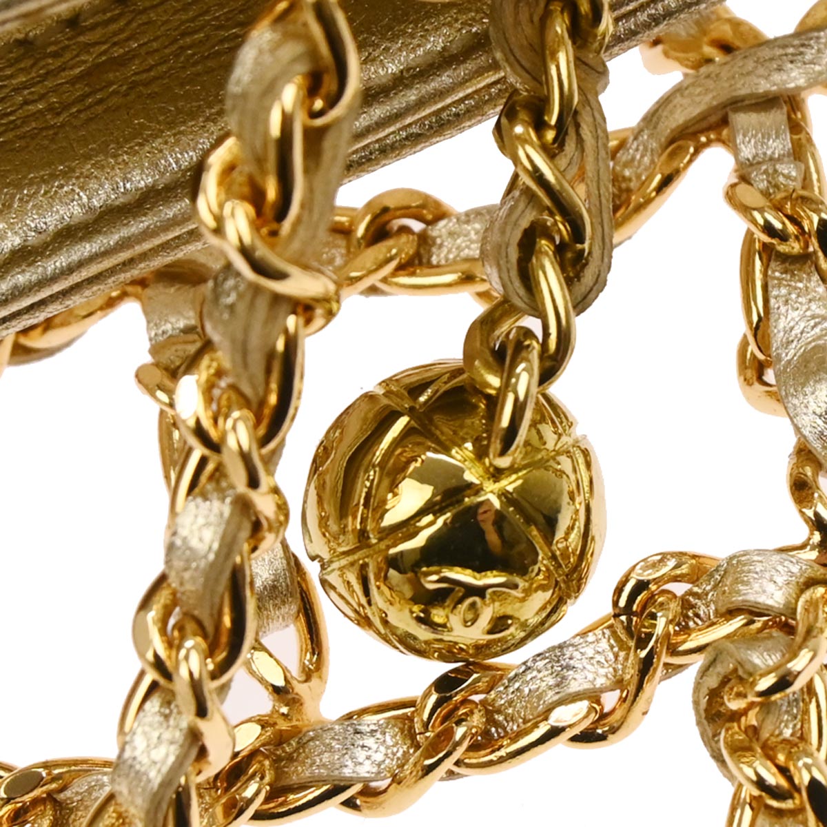 Chanel 1994-1996 Gold Lambskin Caged-chain Handbag