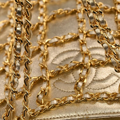 Chanel 1994-1996 Gold Lambskin Caged-chain Handbag