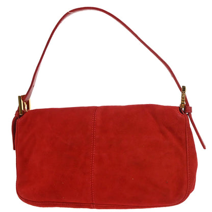 Fendi Red Suede Baguette Handbag