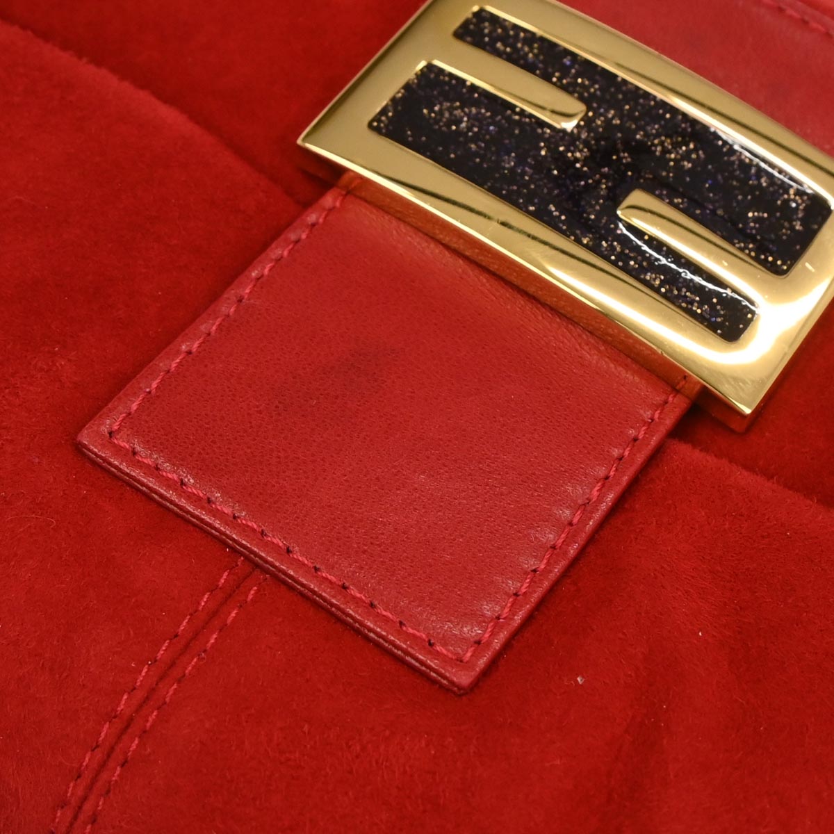 Fendi Red Suede Baguette Handbag