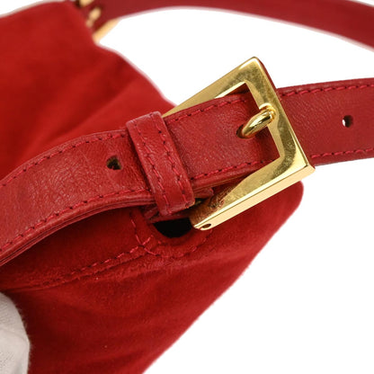 Fendi Red Suede Baguette Handbag