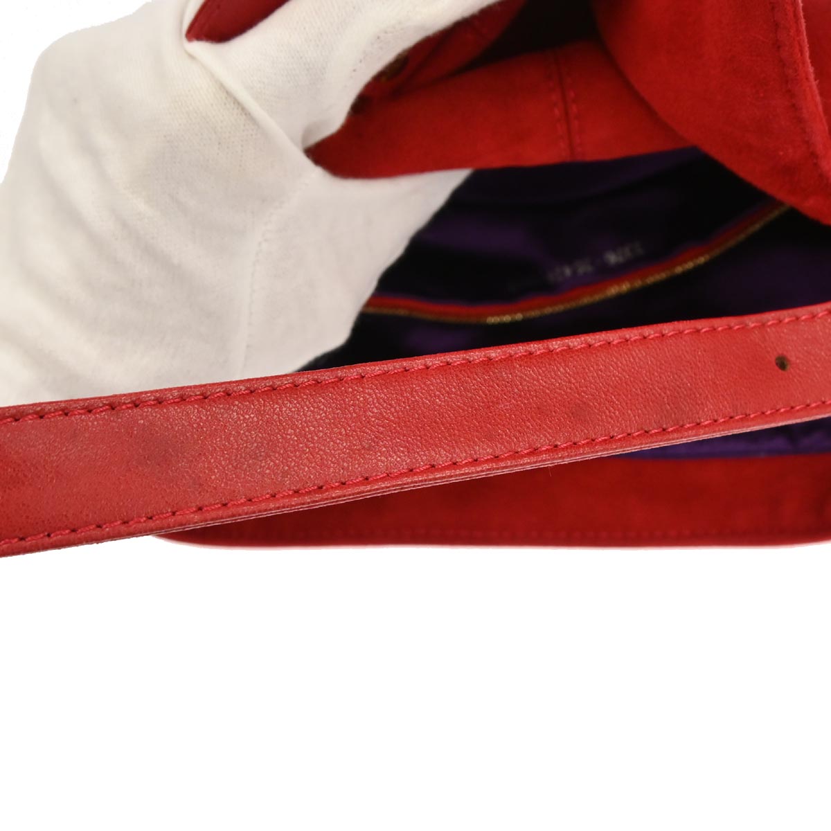 Fendi Red Suede Baguette Handbag