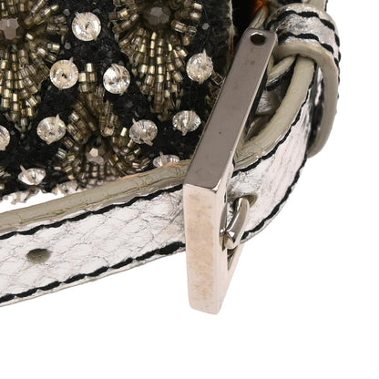 Fendi * Silver Rhinestone Python Baguette Handbag