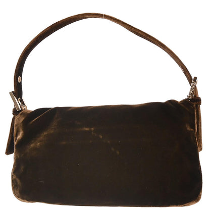 Fendi Brown Velvet Baguette Handbag