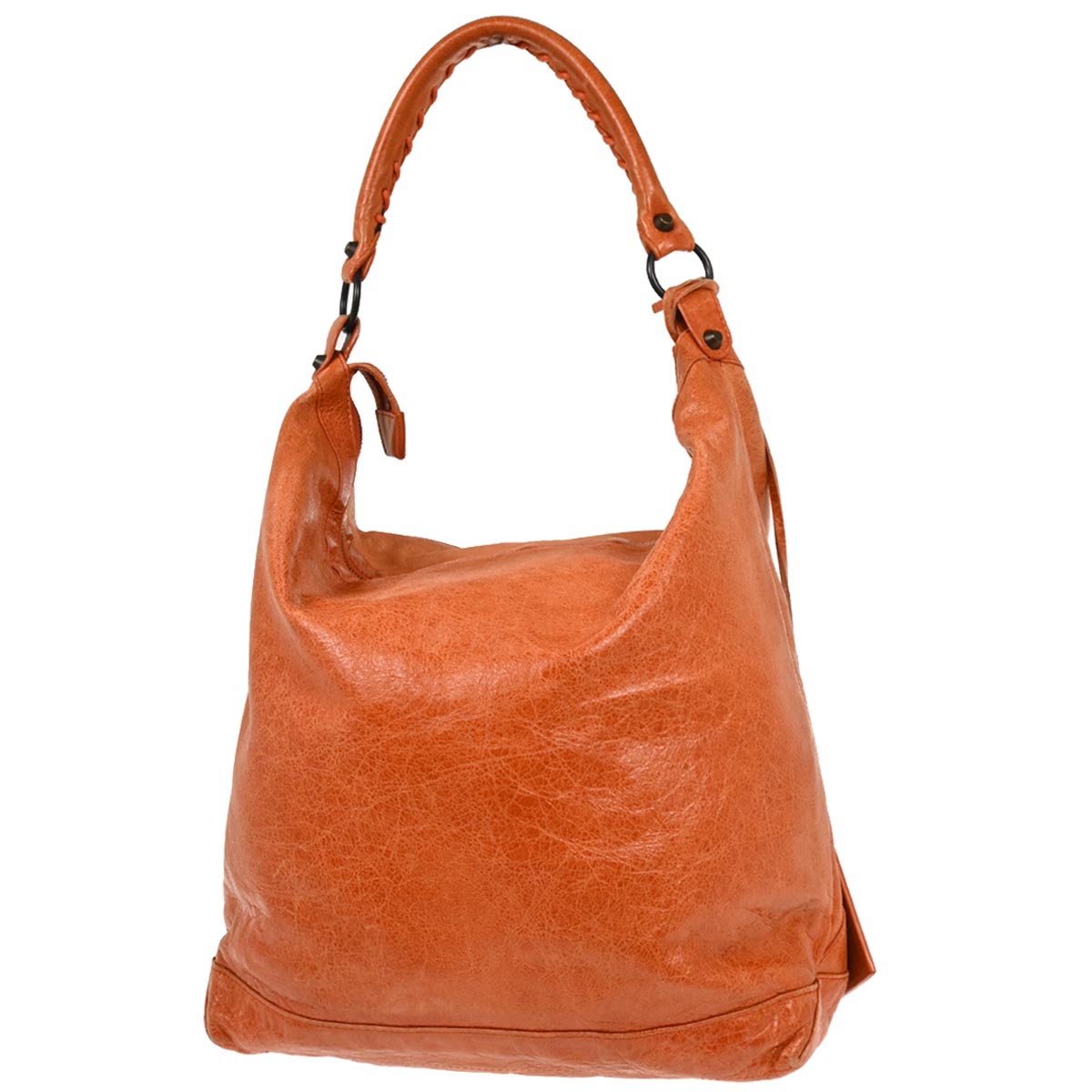 Balenciaga Orange Lambskin The Day Handbag
