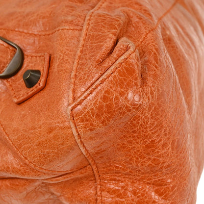 Balenciaga Orange Lambskin The Day Handbag