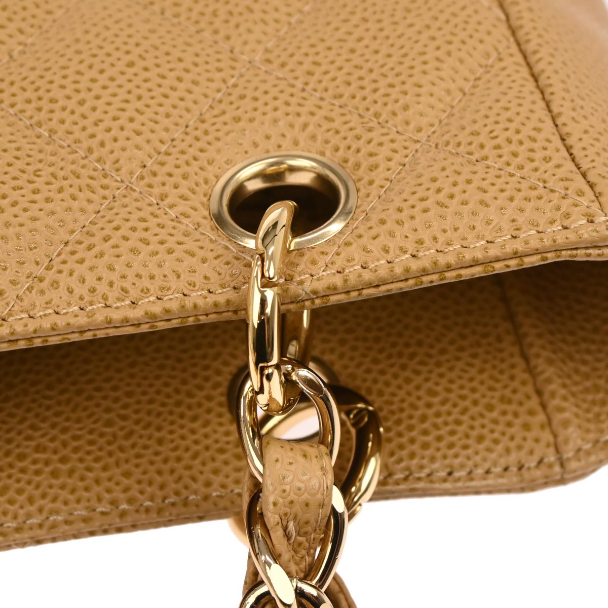 Chanel 2003-2004 Beige Caviar Petite Shopping Tote PST Chain Handbag