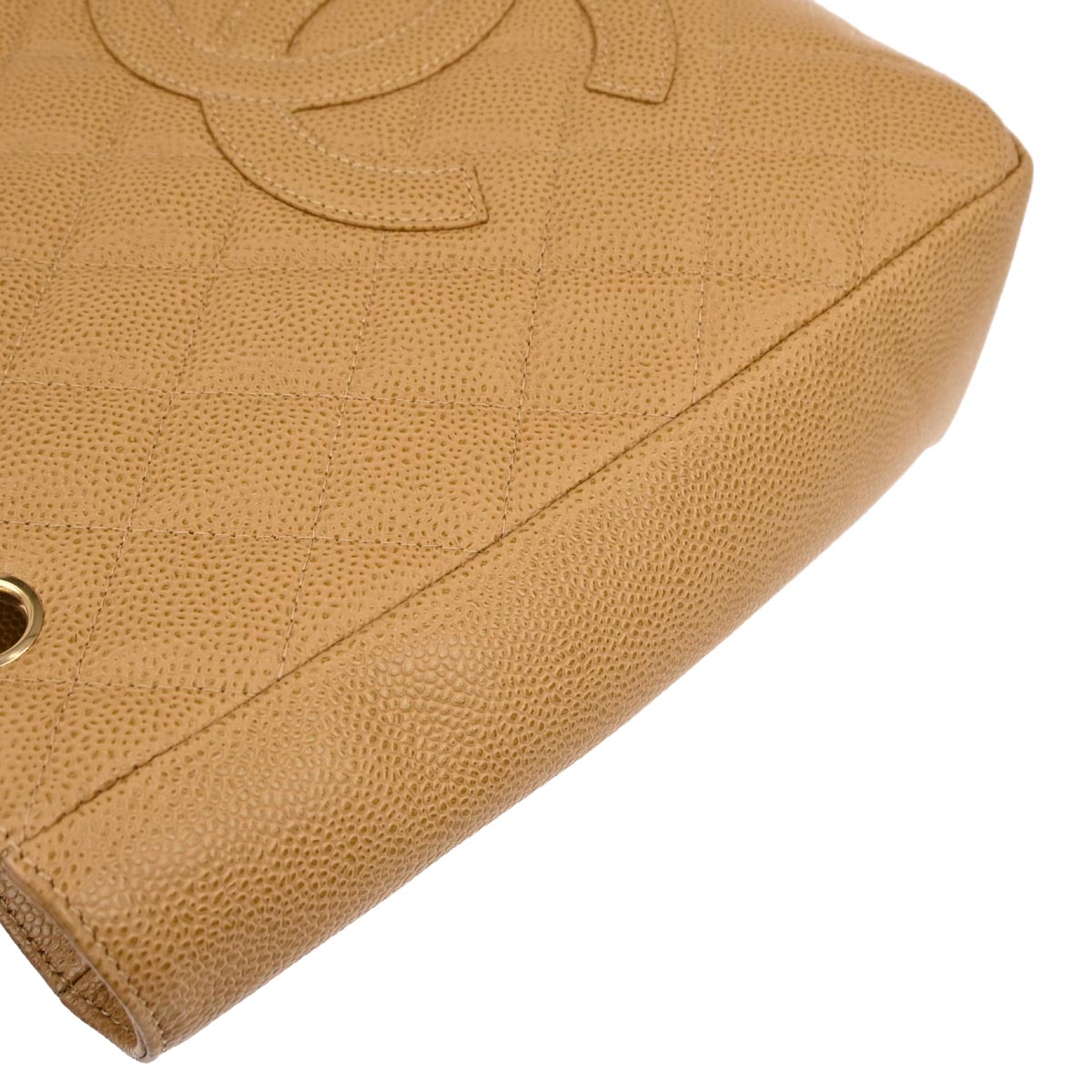 Chanel 2003-2004 Beige Caviar Petite Shopping Tote PST Chain Handbag