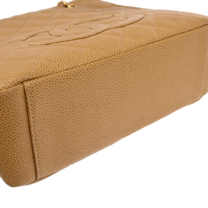 Chanel 2003-2004 Beige Caviar Petite Shopping Tote PST Chain Handbag