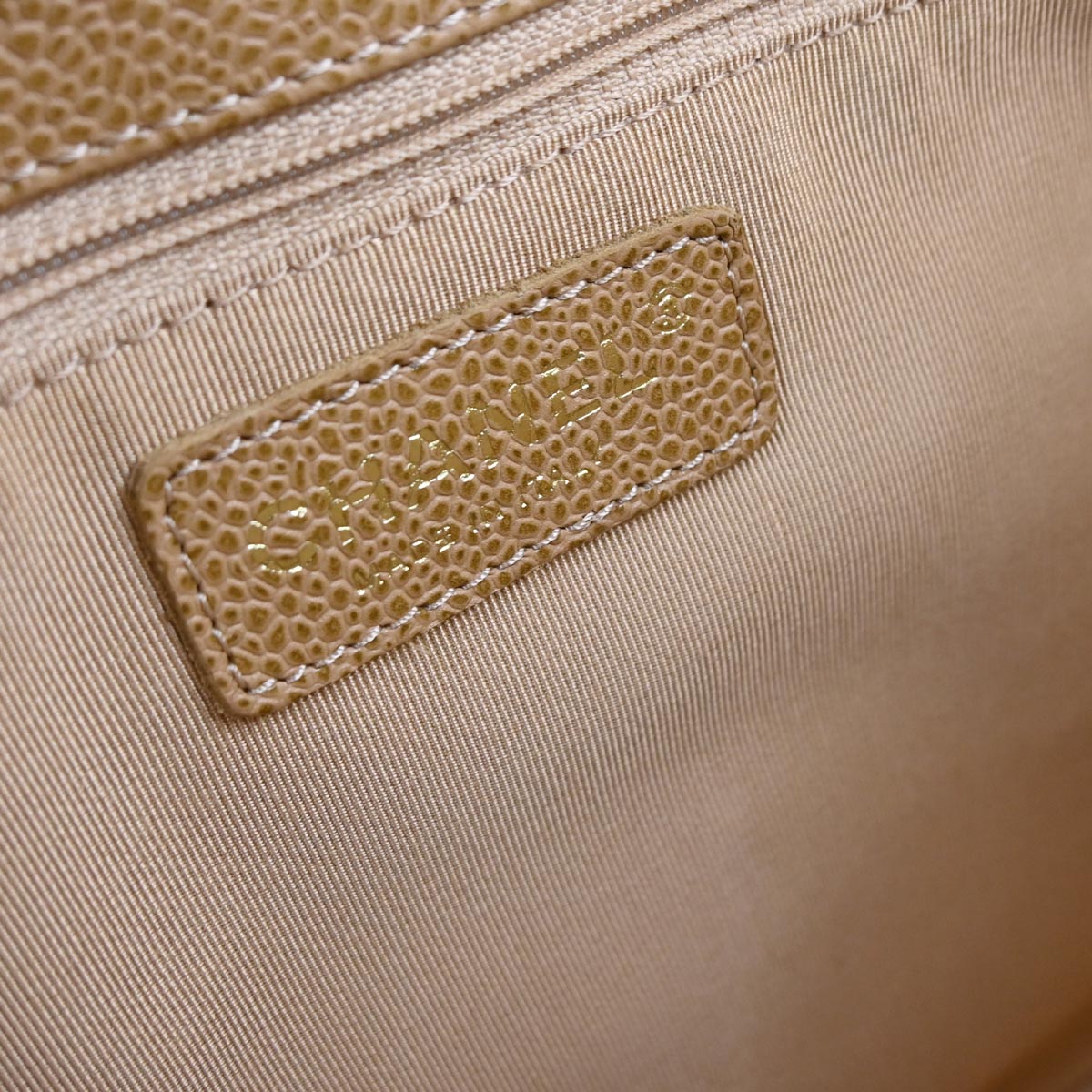 Chanel 2003-2004 Beige Caviar Petite Shopping Tote PST Chain Handbag