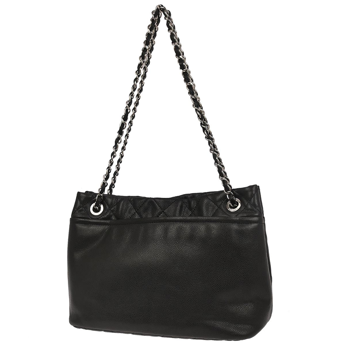 Chanel 2009-2010 Black Caviar Skin Tote Chain Shoulder Bag