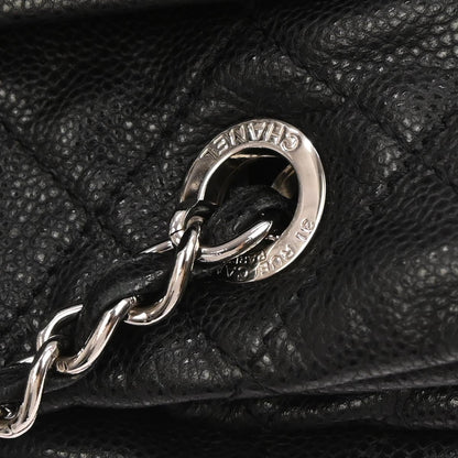 Chanel 2009-2010 Black Caviar Skin Tote Chain Shoulder Bag