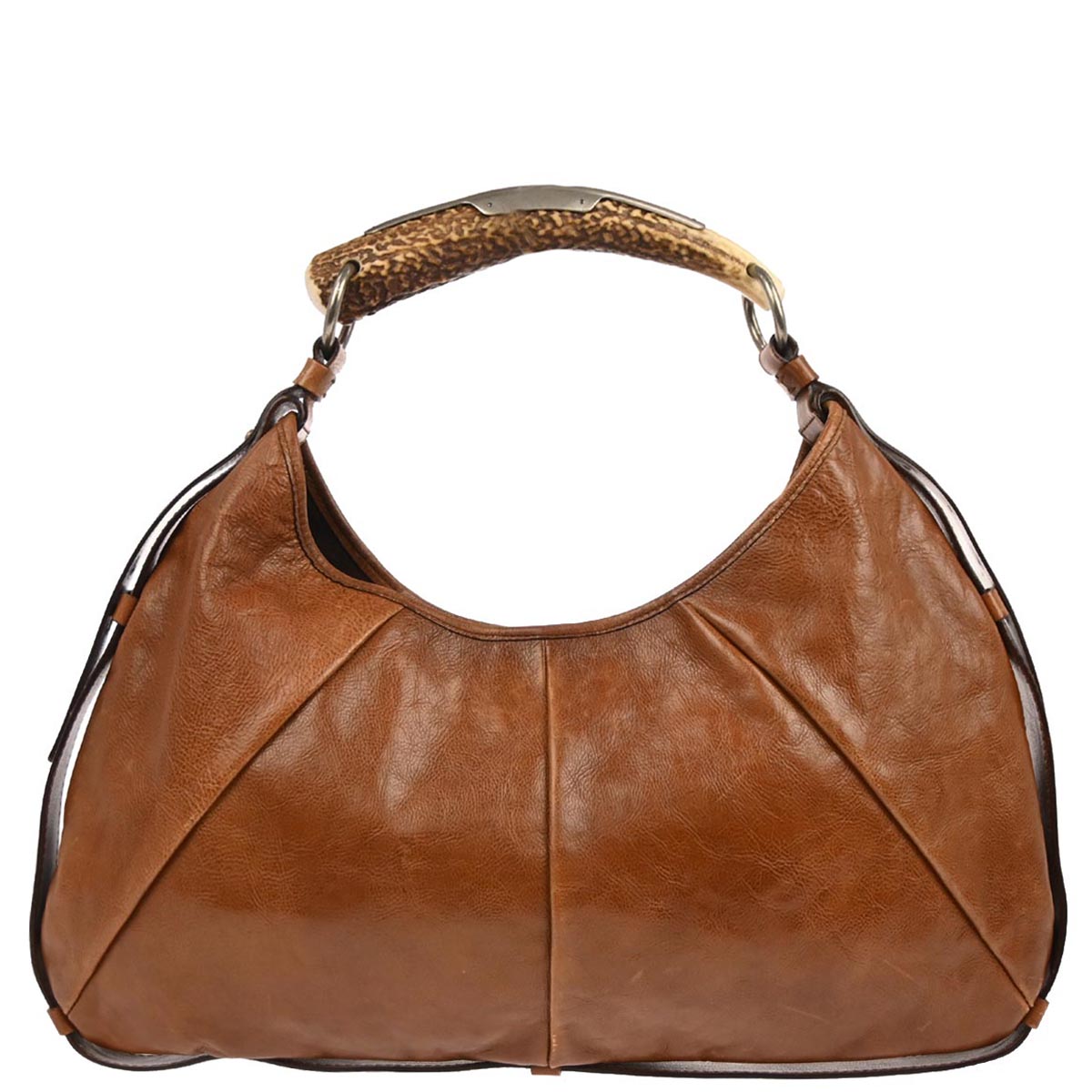 Yves Saint Laurent Brown Leather Large Mombasa Handbag