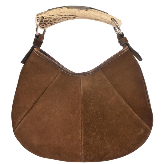 Yves Saint Laurent Brown Suede Small Mombasa Hobo Handbag