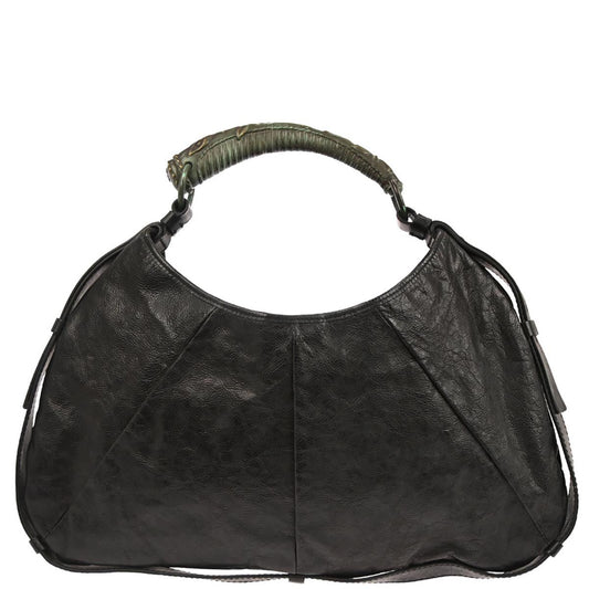 Yves Saint Laurent Black Leather Large Mombasa Handbag