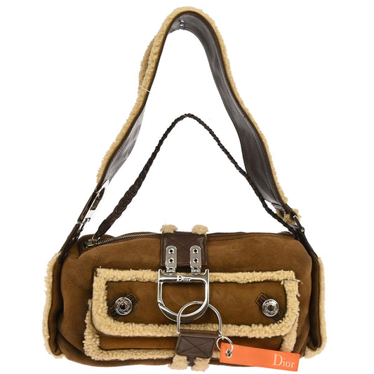 Christian Dior Brown Mouton Flight Handbag