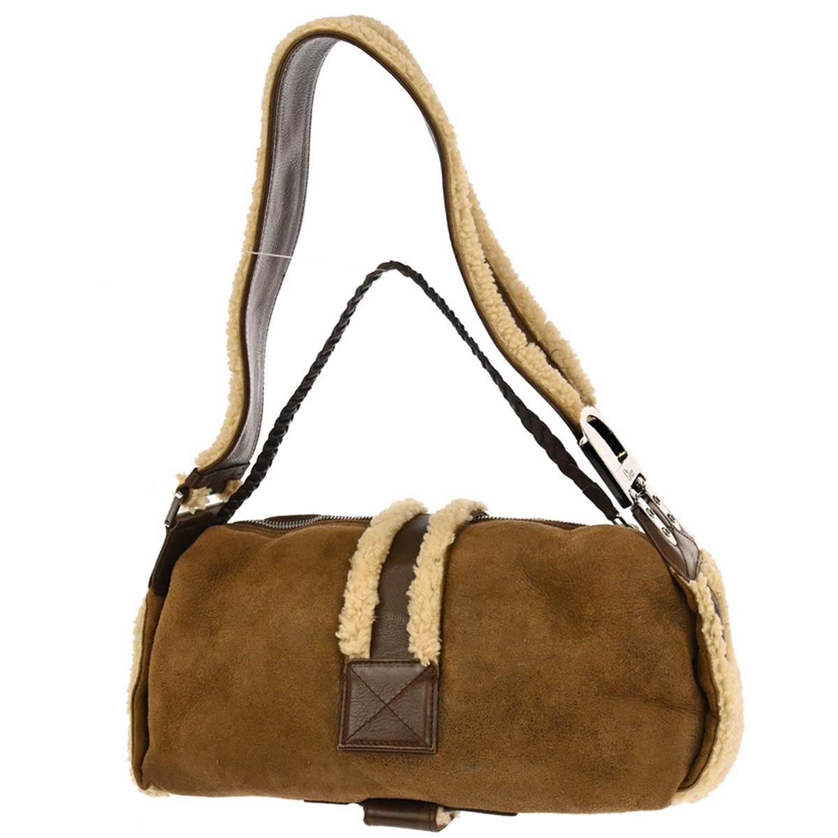 Christian Dior Brown Mouton Flight Handbag