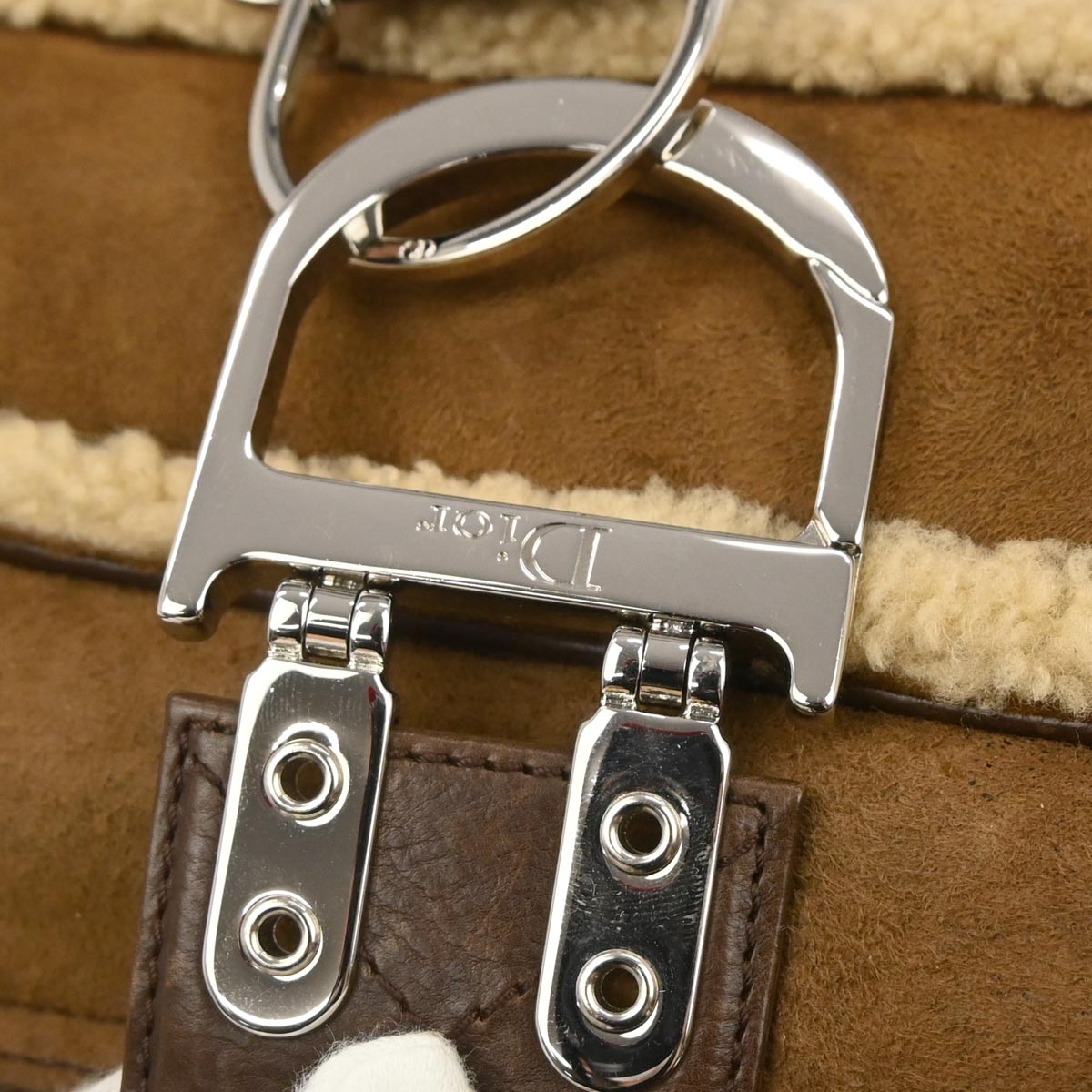 Christian Dior Brown Mouton Flight Handbag