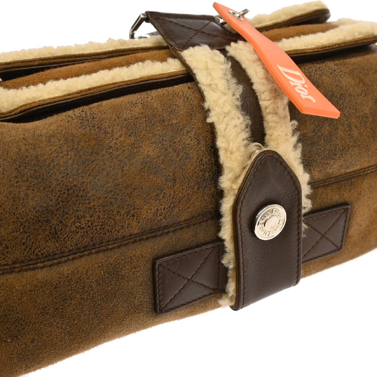 Christian Dior Brown Mouton Flight Handbag