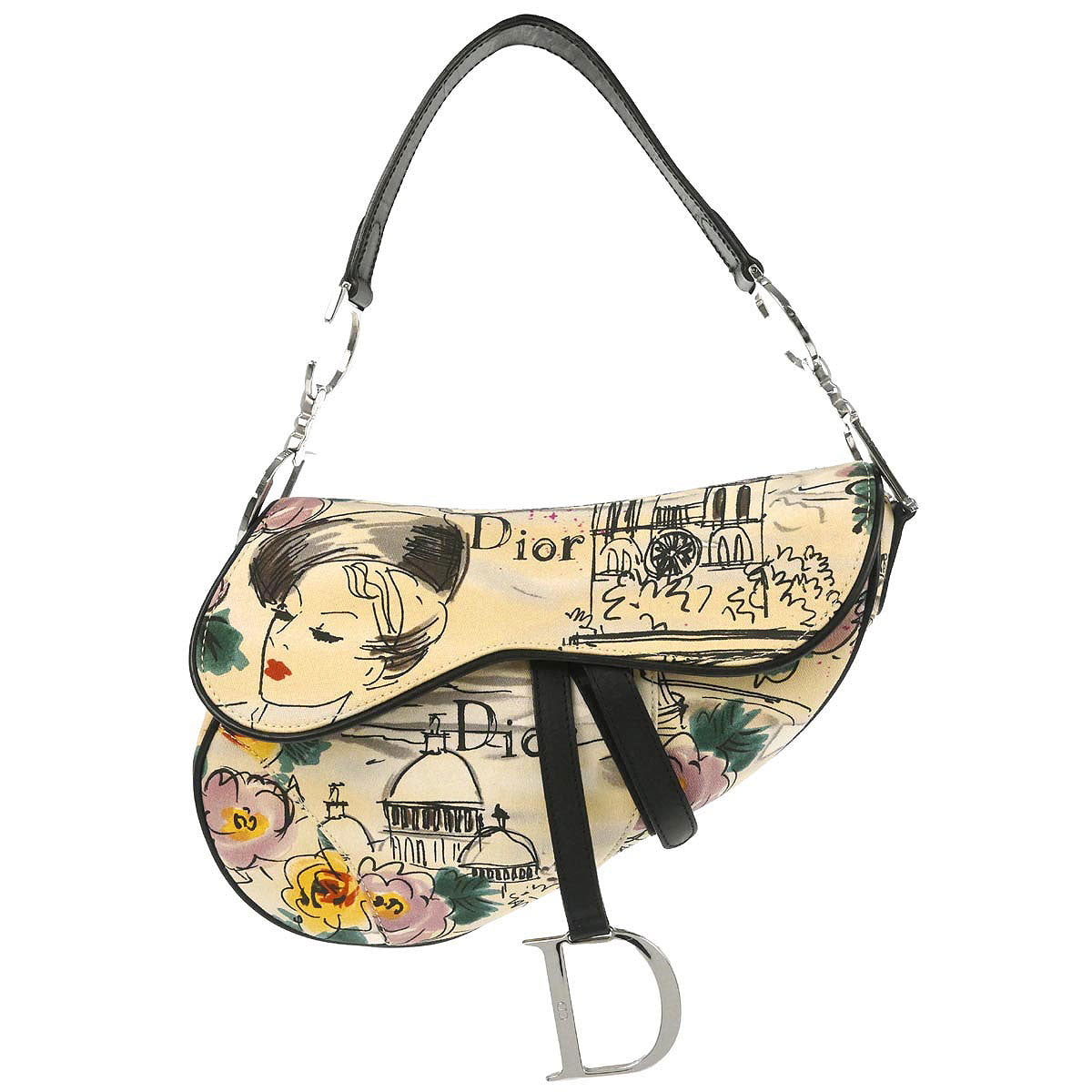 Christian Dior Beige Canvas John Galliano Saddle Handbag