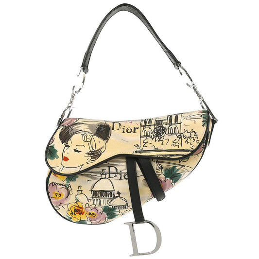 Christian Dior Beige Canvas John Galliano Saddle Handbag