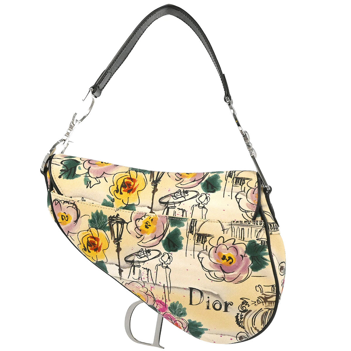 Christian Dior Beige Canvas John Galliano Saddle Handbag