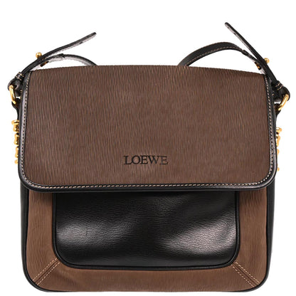 Loewe Black Brown Leather Velazquez Shoulder Bag