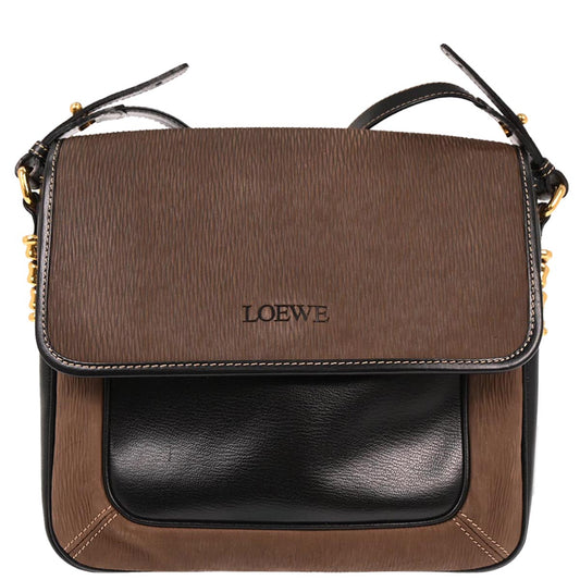 Loewe Black Brown Leather Velazquez Shoulder Bag