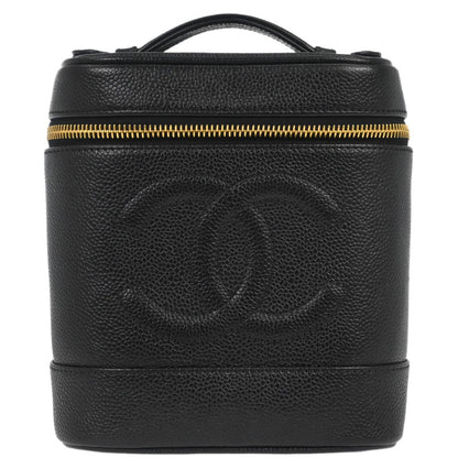 Chanel 2002-2003 Black Caviar Skin Timeless Vanity Handbag