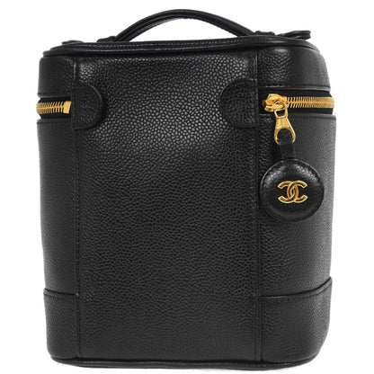 Chanel 2002-2003 Black Caviar Skin Timeless Vanity Handbag