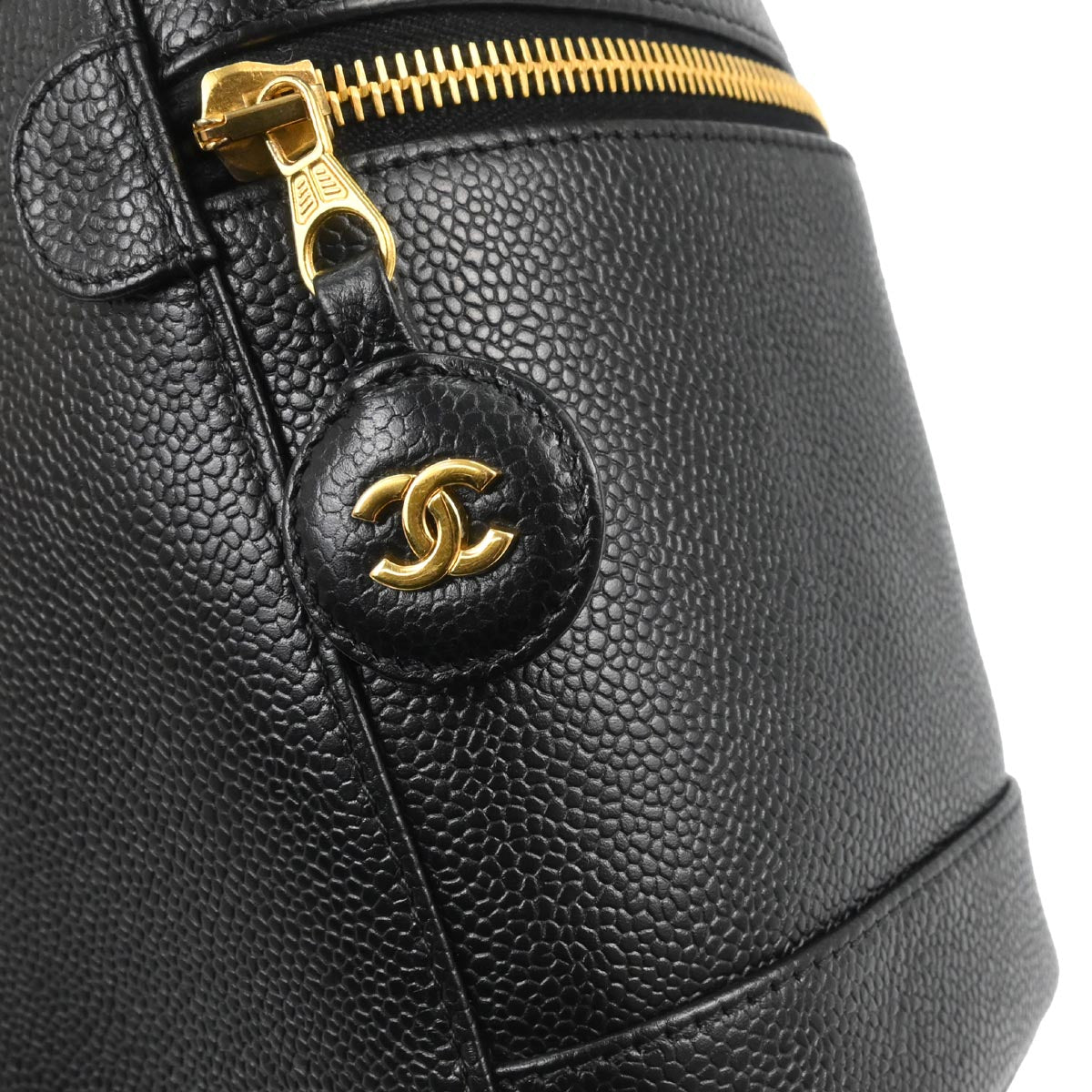 Chanel 2002-2003 Black Caviar Skin Timeless Vanity Handbag