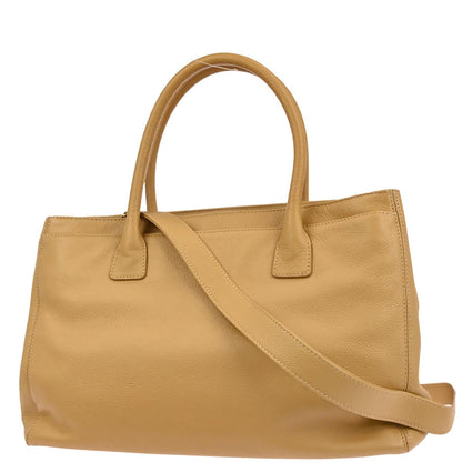 Chanel Beige Calfskin Executive Cerf Tote Bag 2way Shoulder Handbag
