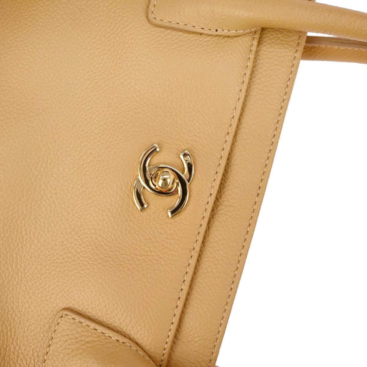 Chanel Beige Calfskin Executive Cerf Tote Bag 2way Shoulder Handbag