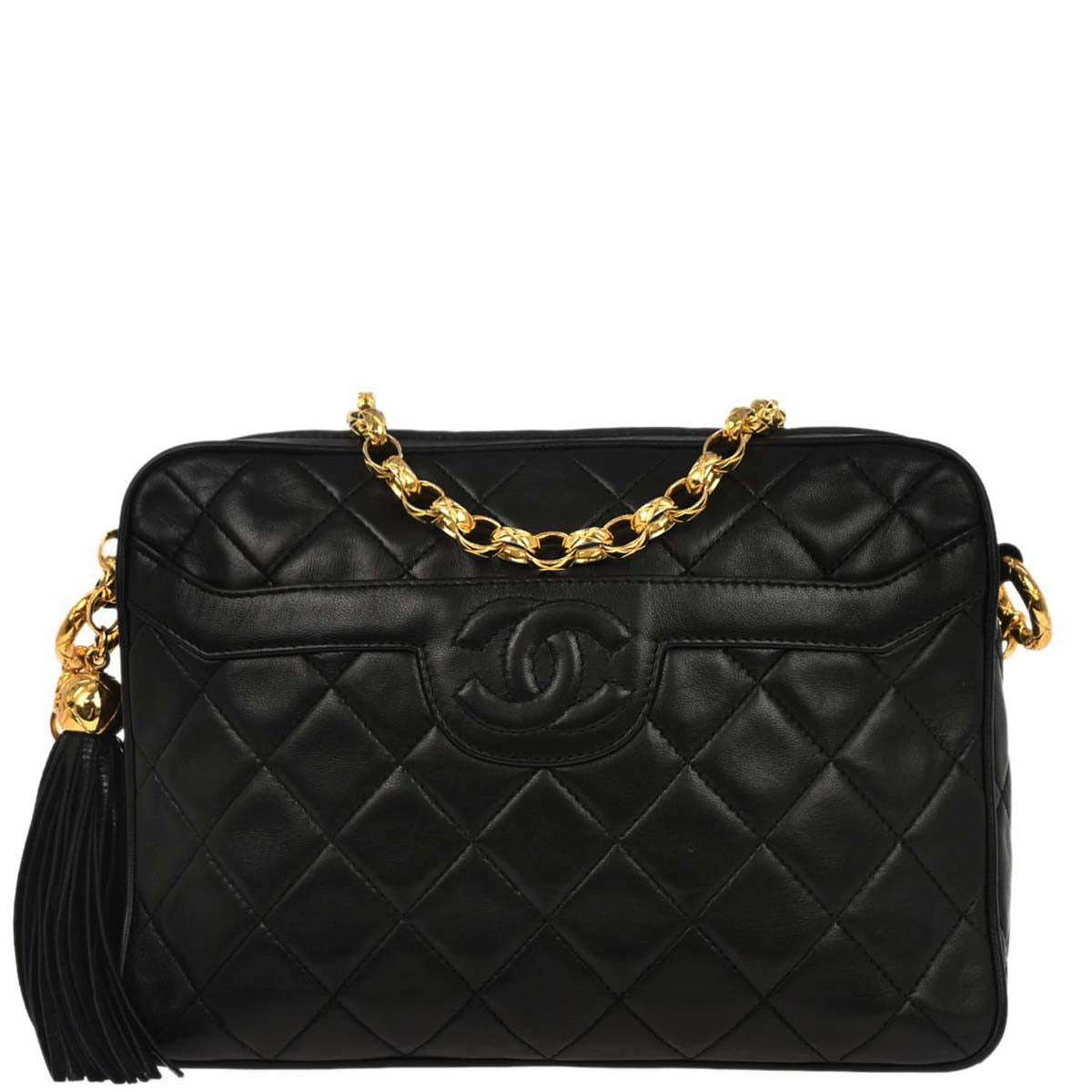 Chanel Black Lambskin Camera Bag Small