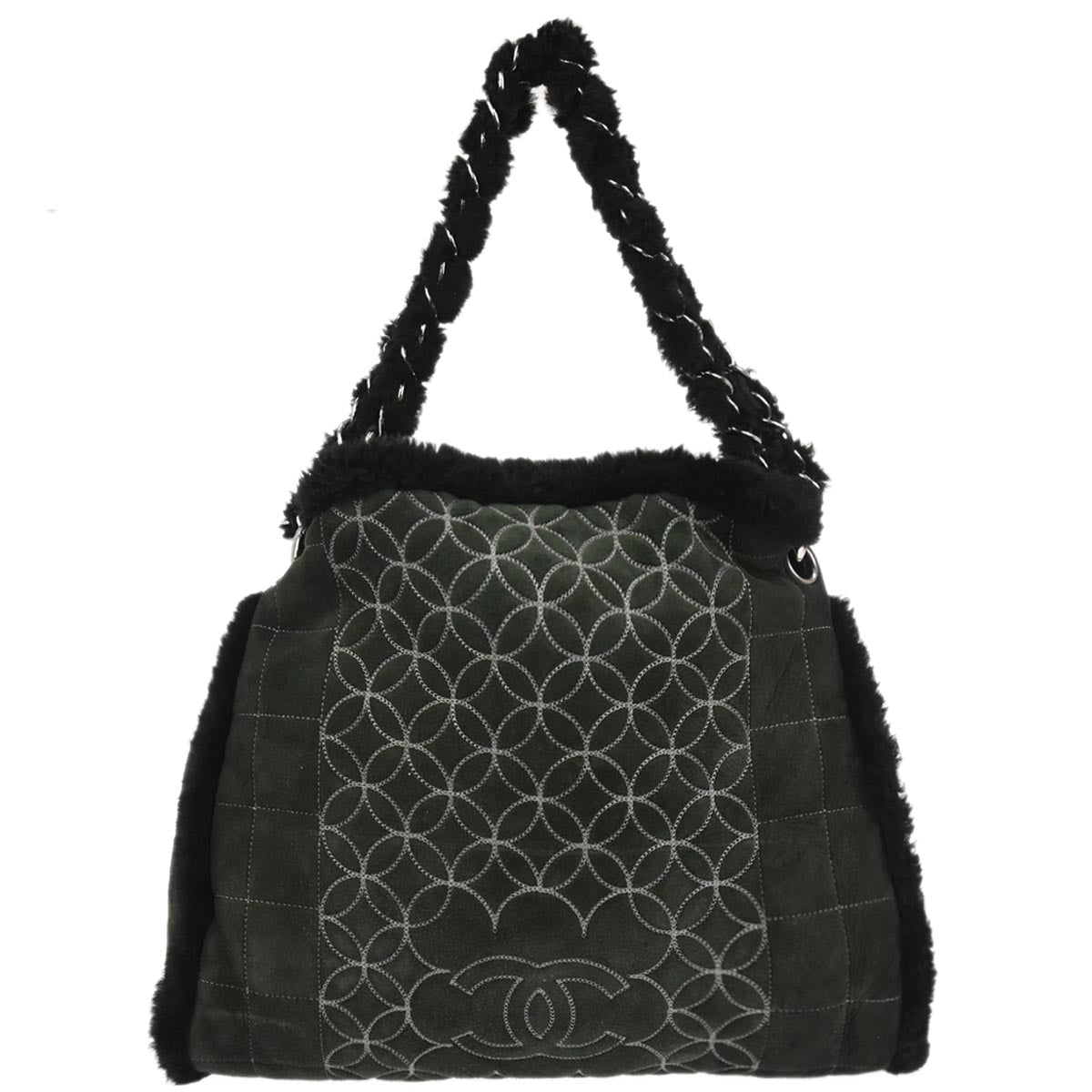 Chanel 2005-2006 Black Mouton Choco Bar Tote Handbag