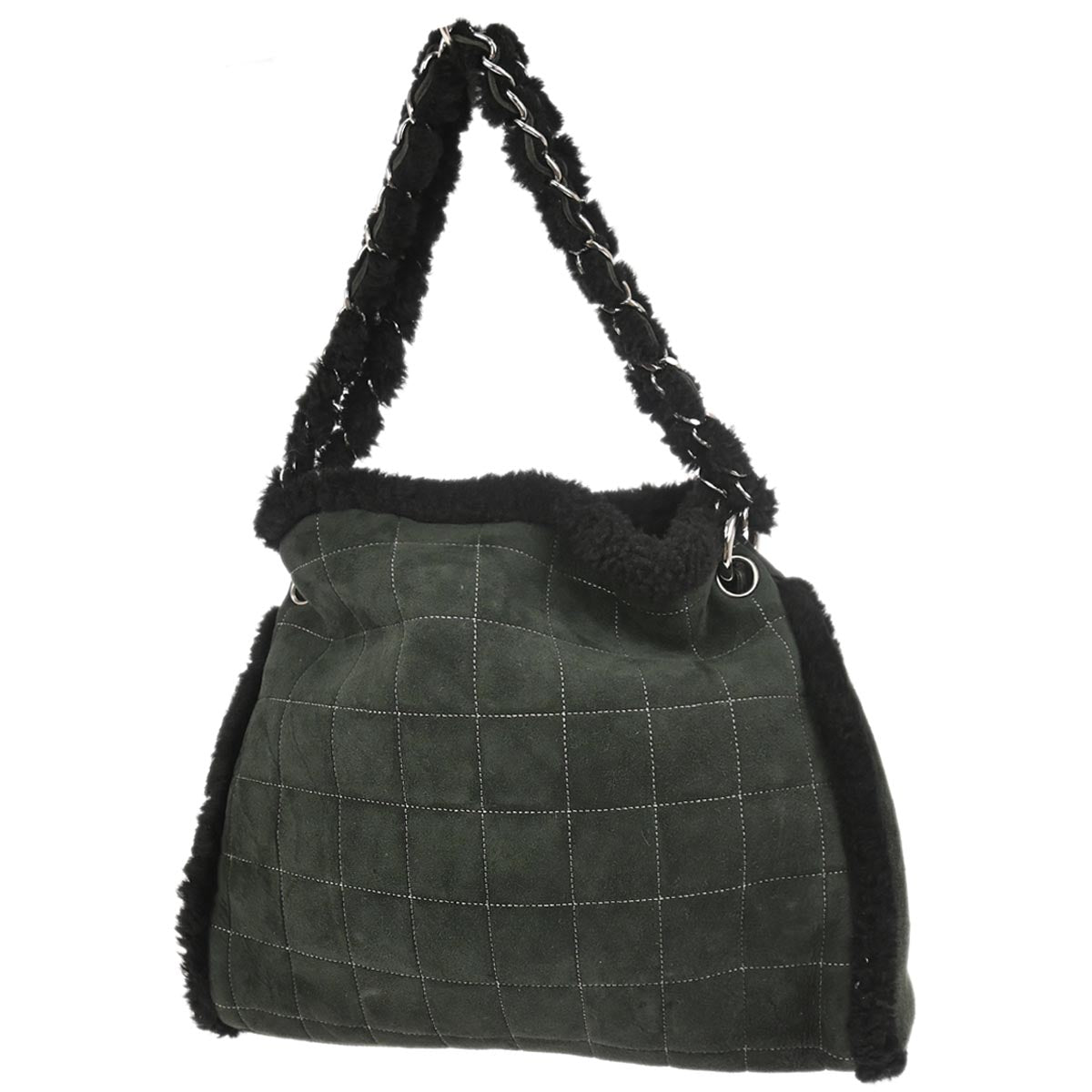 Chanel 2005-2006 Black Mouton Choco Bar Tote Handbag