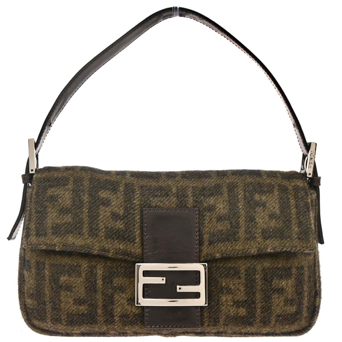 Fendi Brown Cashmere Zucca Baguette Handbag