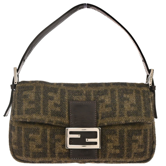 Fendi Brown Cashmere Zucca Baguette Handbag