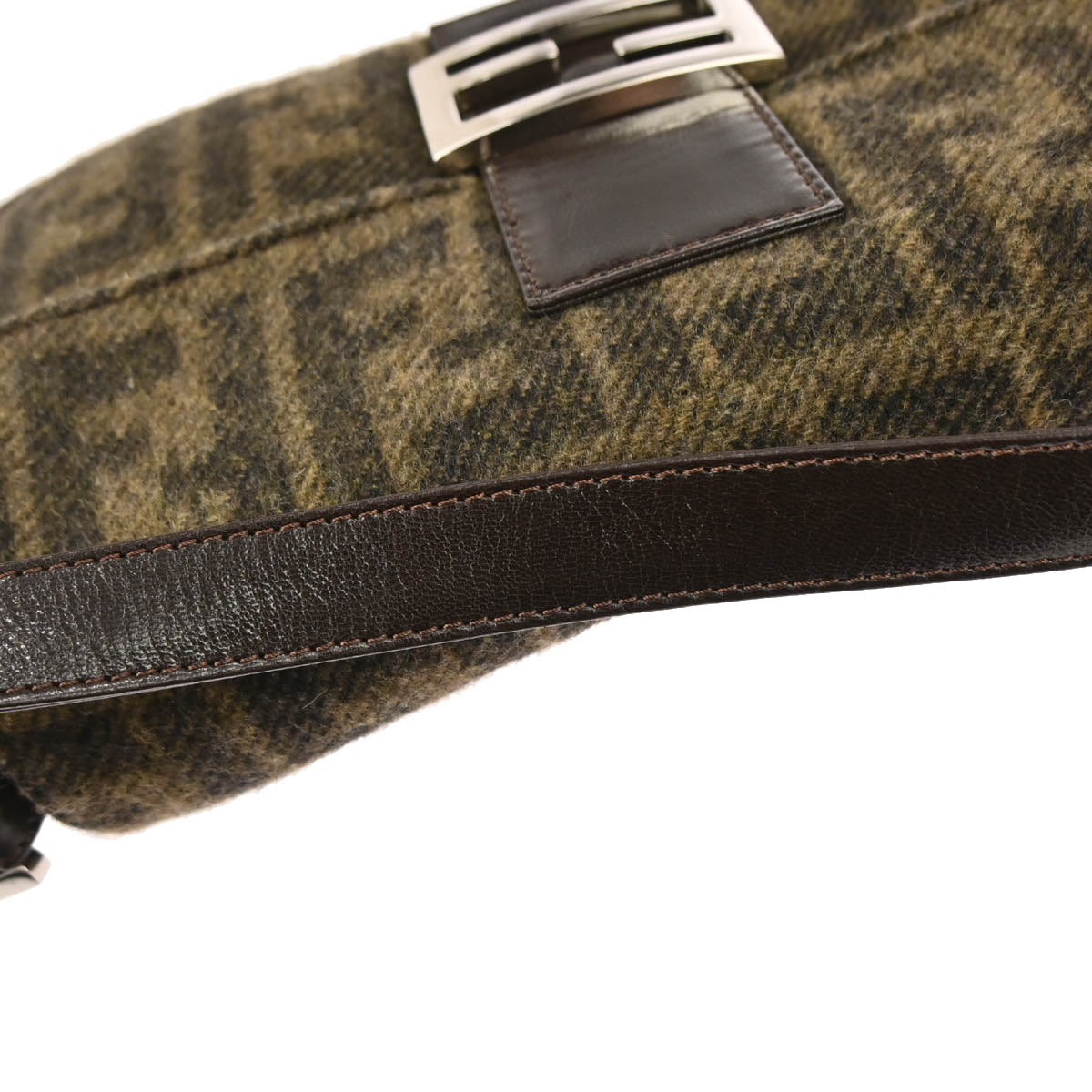 Fendi Brown Cashmere Zucca Baguette Handbag
